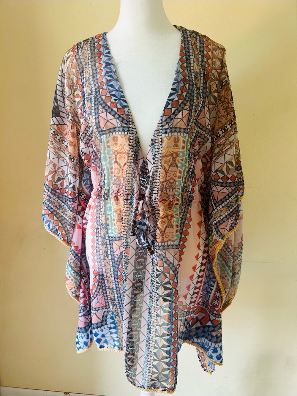RACHEL Rachel Roy Pink and Blue Geometric V-Neck Tunic XS